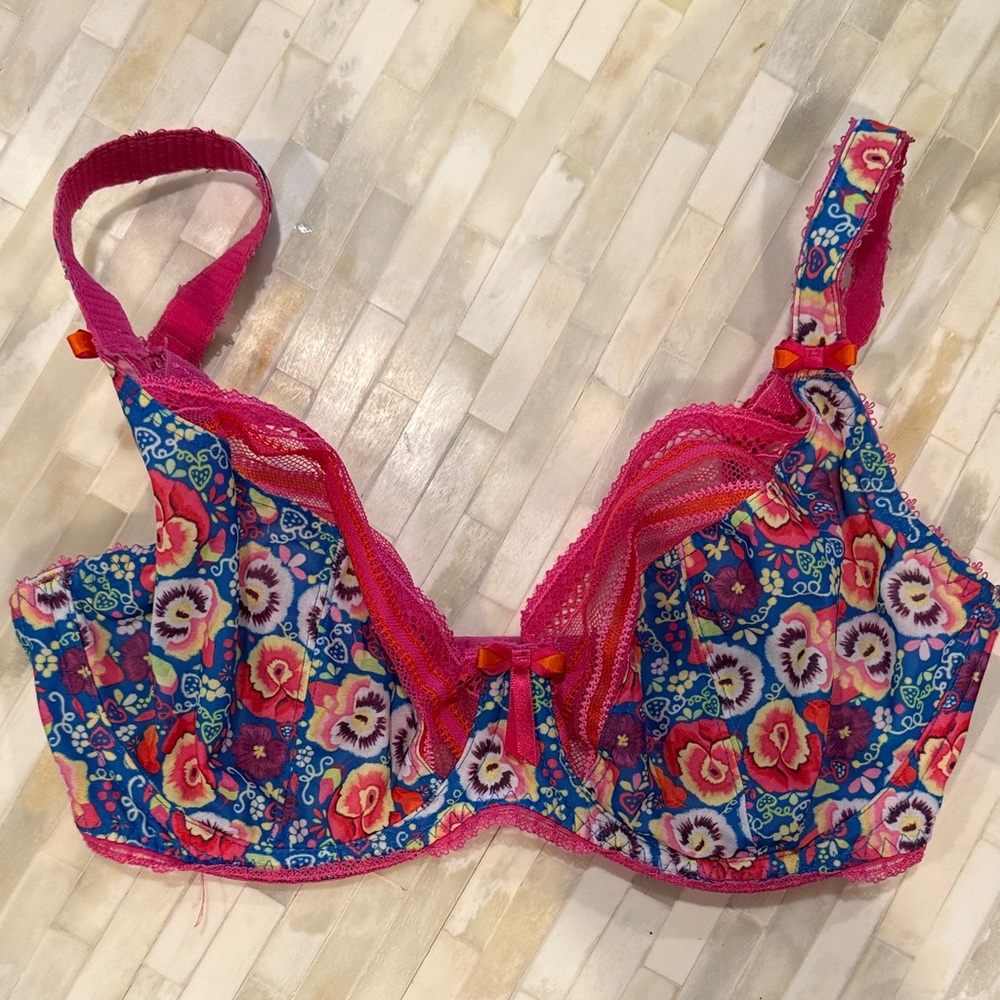 Fantasie Floral Lace Bra - Pink and Blue